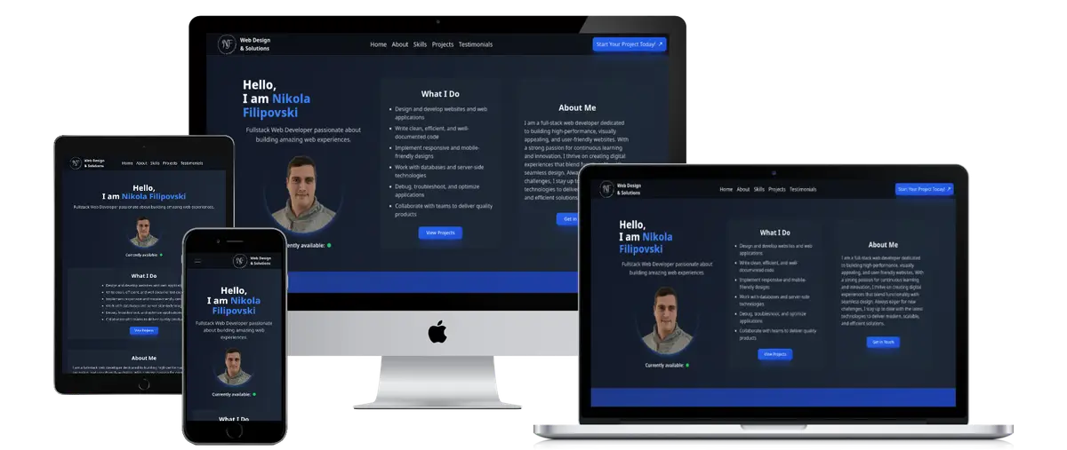 Image representing an old landing page of nfwdesign.com website on different devices