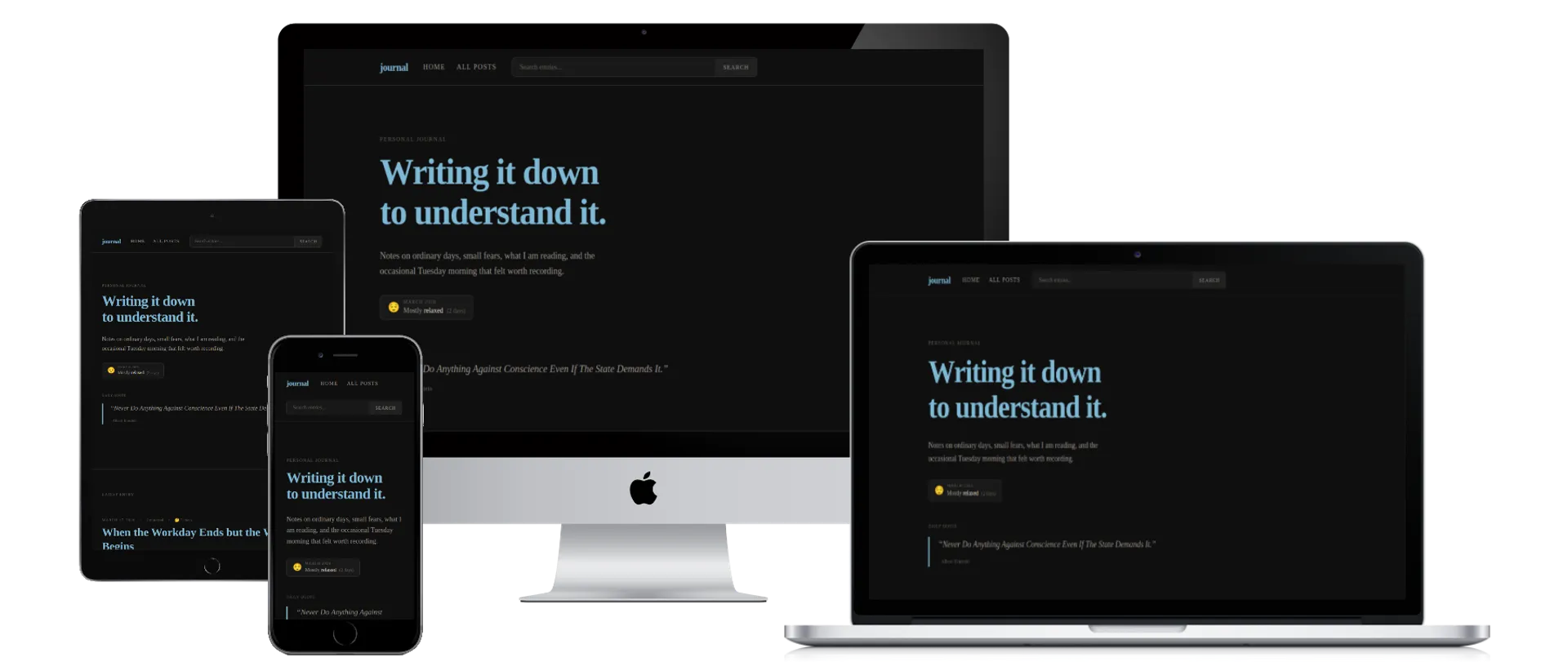 Preview image of journal app landing page